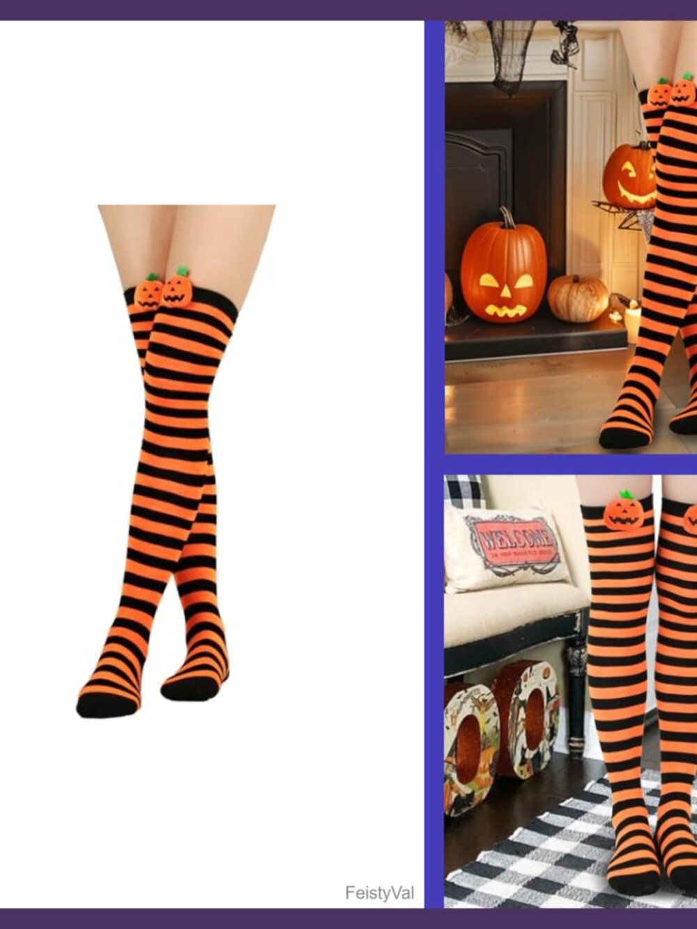 Halloween Striped Knee High Socks Witch Cosplay Party Tube Socks